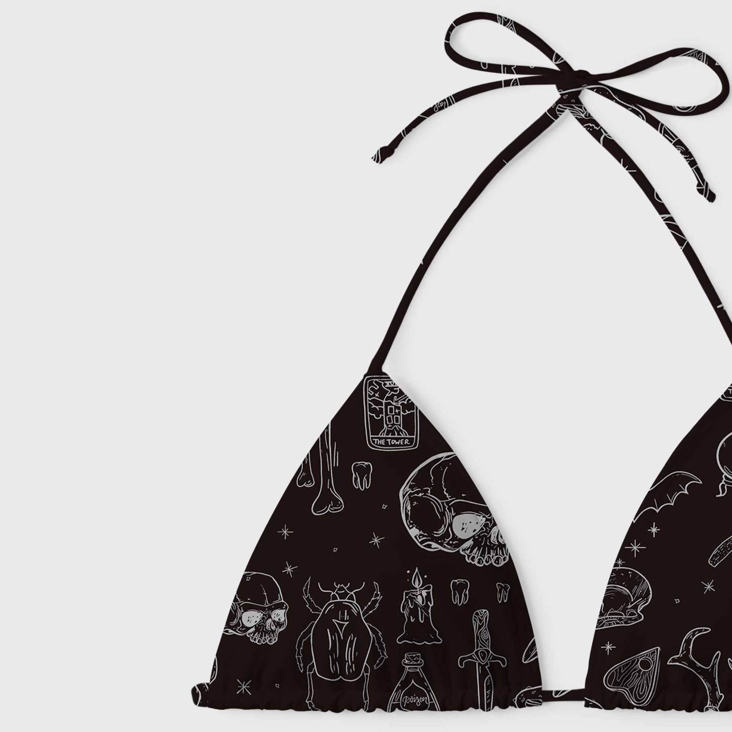 Mystical Symbols and Skulls Women's Adjustable Tie-Strap Bikini