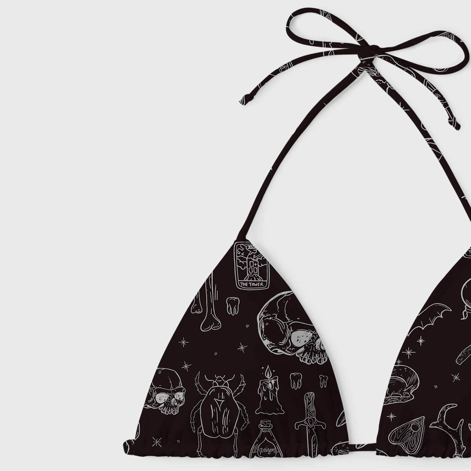 Mystical Symbols and Skulls Women's Adjustable Tie-Strap Bikini