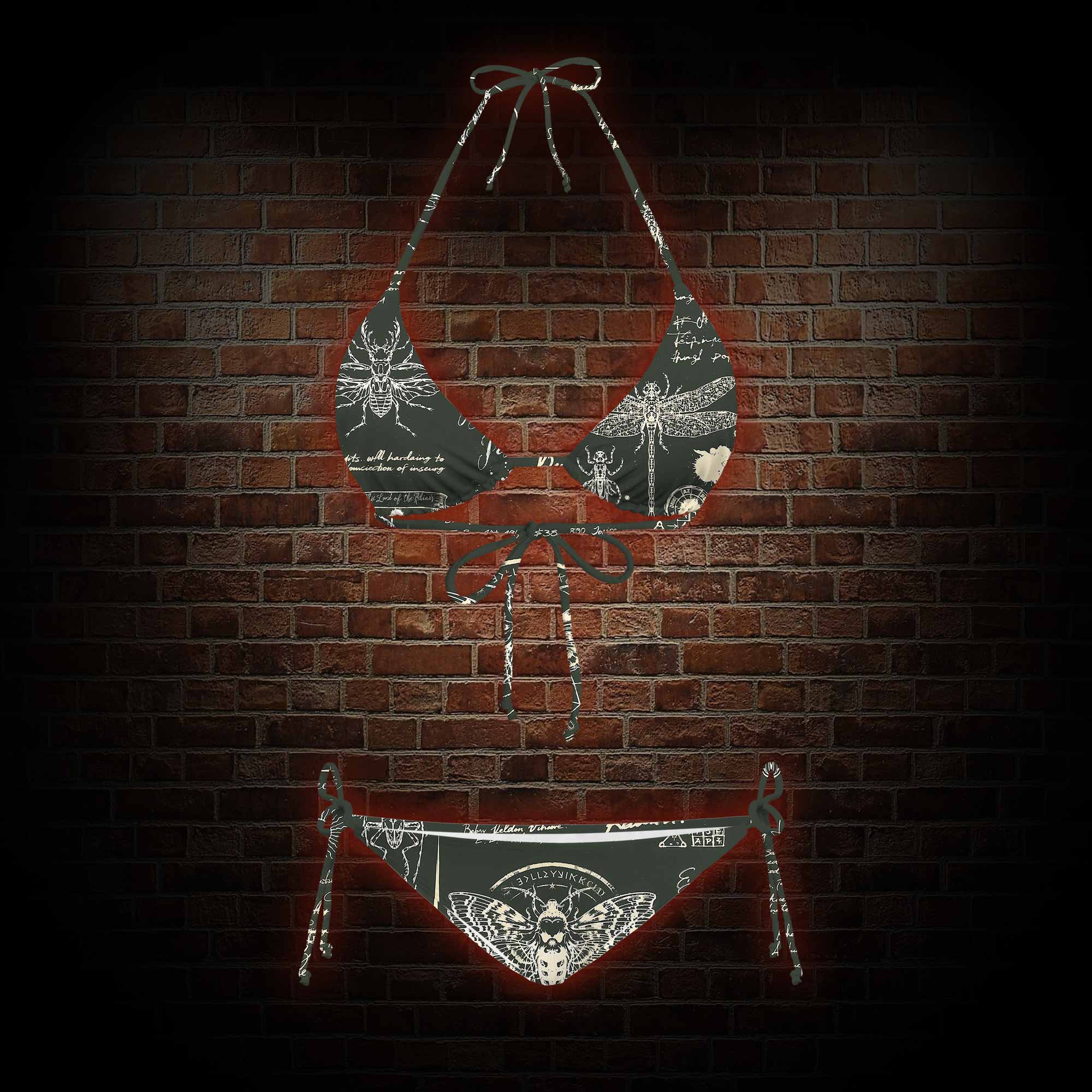 Retro Insects Women's Adjustable Tie-Strap Bikini