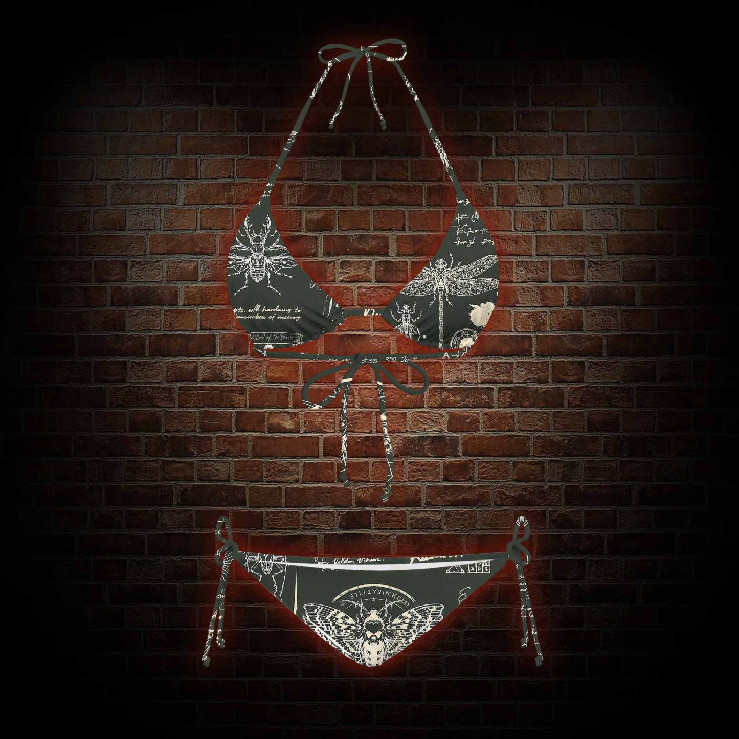 Retro Insects Women's Adjustable Tie-Strap Bikini