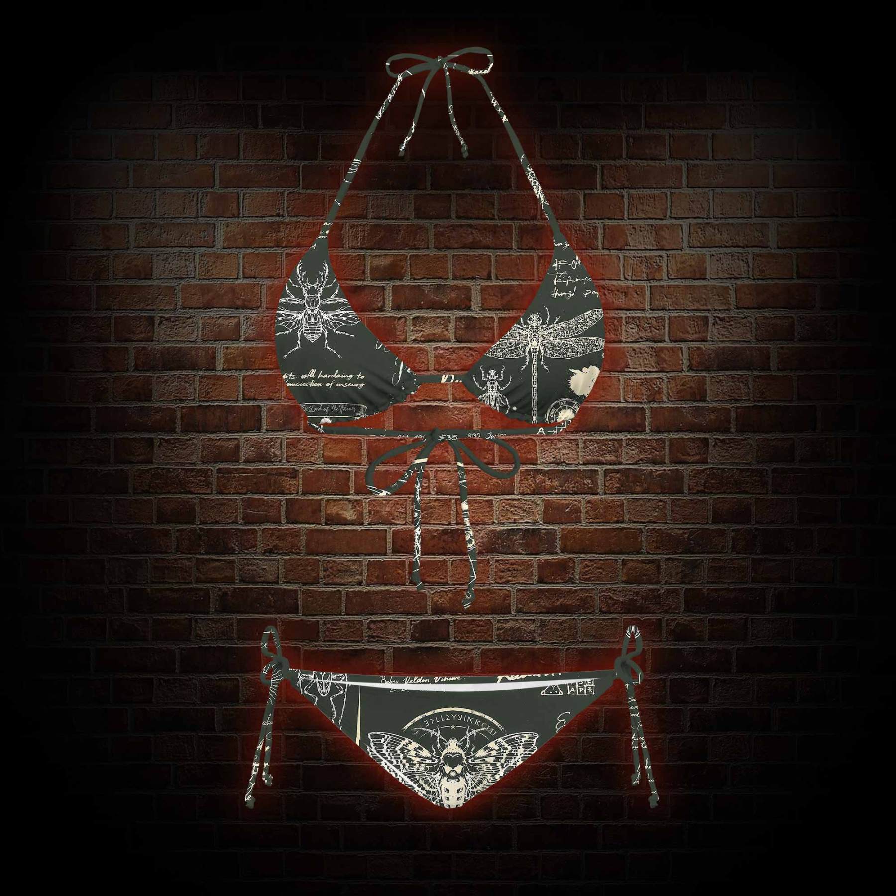 Retro Insects Women's Adjustable Tie-Strap Bikini