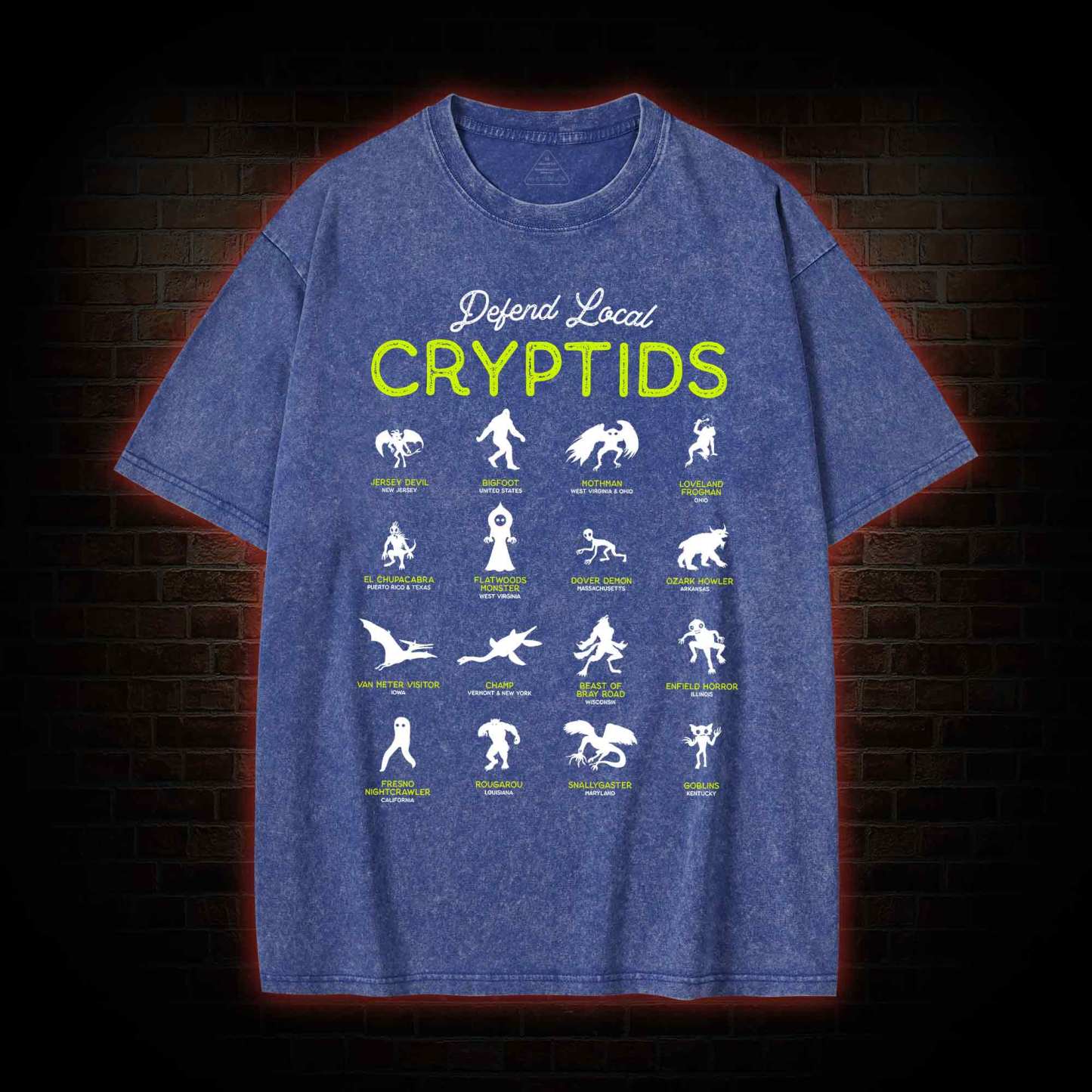 Defend Local Cryptids Creature Collection Washed T-shirt