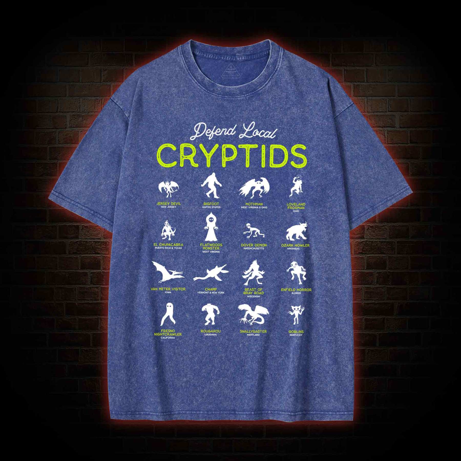 Defend Local Cryptids Creature Collection Washed T-shirt