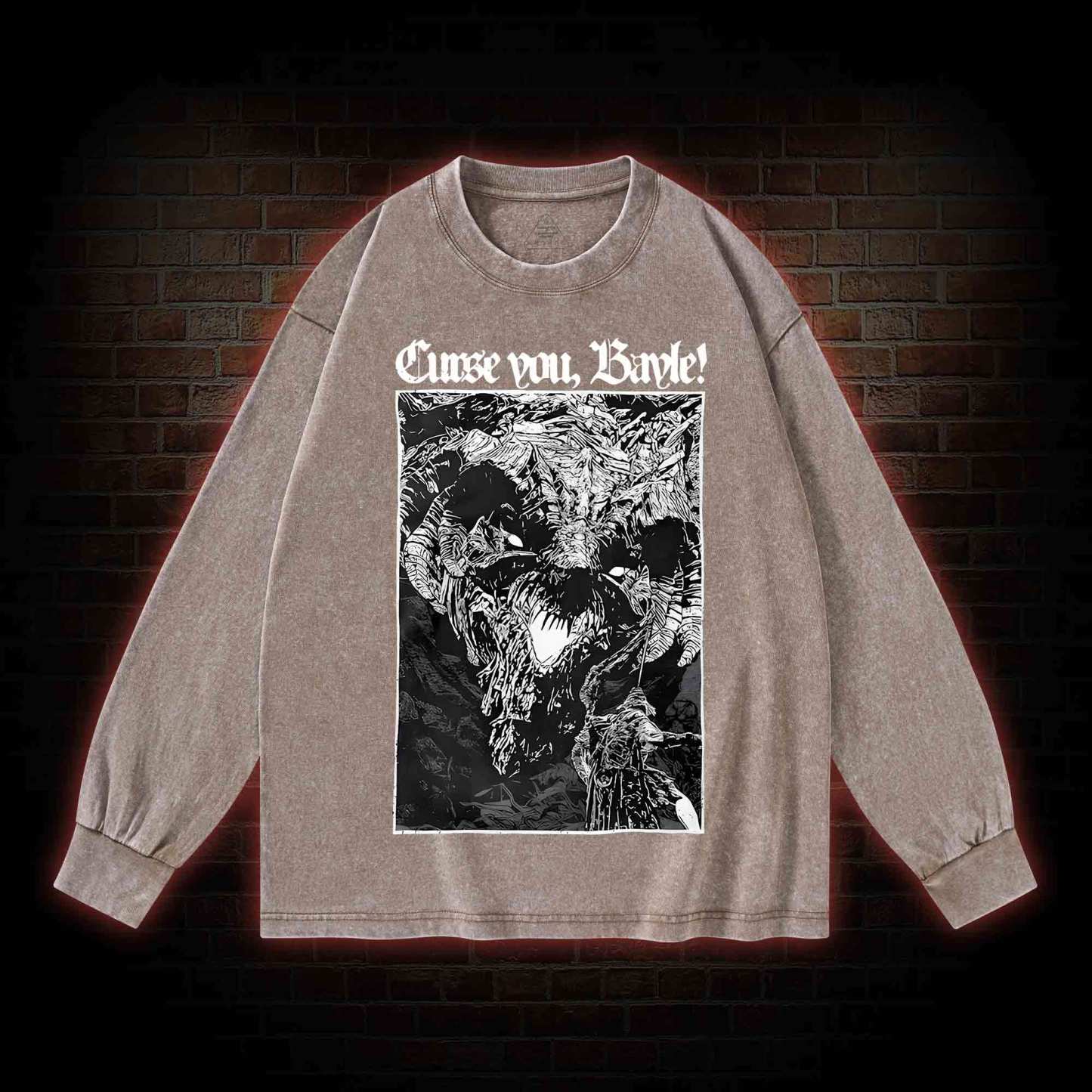 Curse You Bayle! Washed Long-Sleeve T-shirt