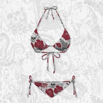 Poppy and skull Women's Adjustable Tie-Strap Bikini