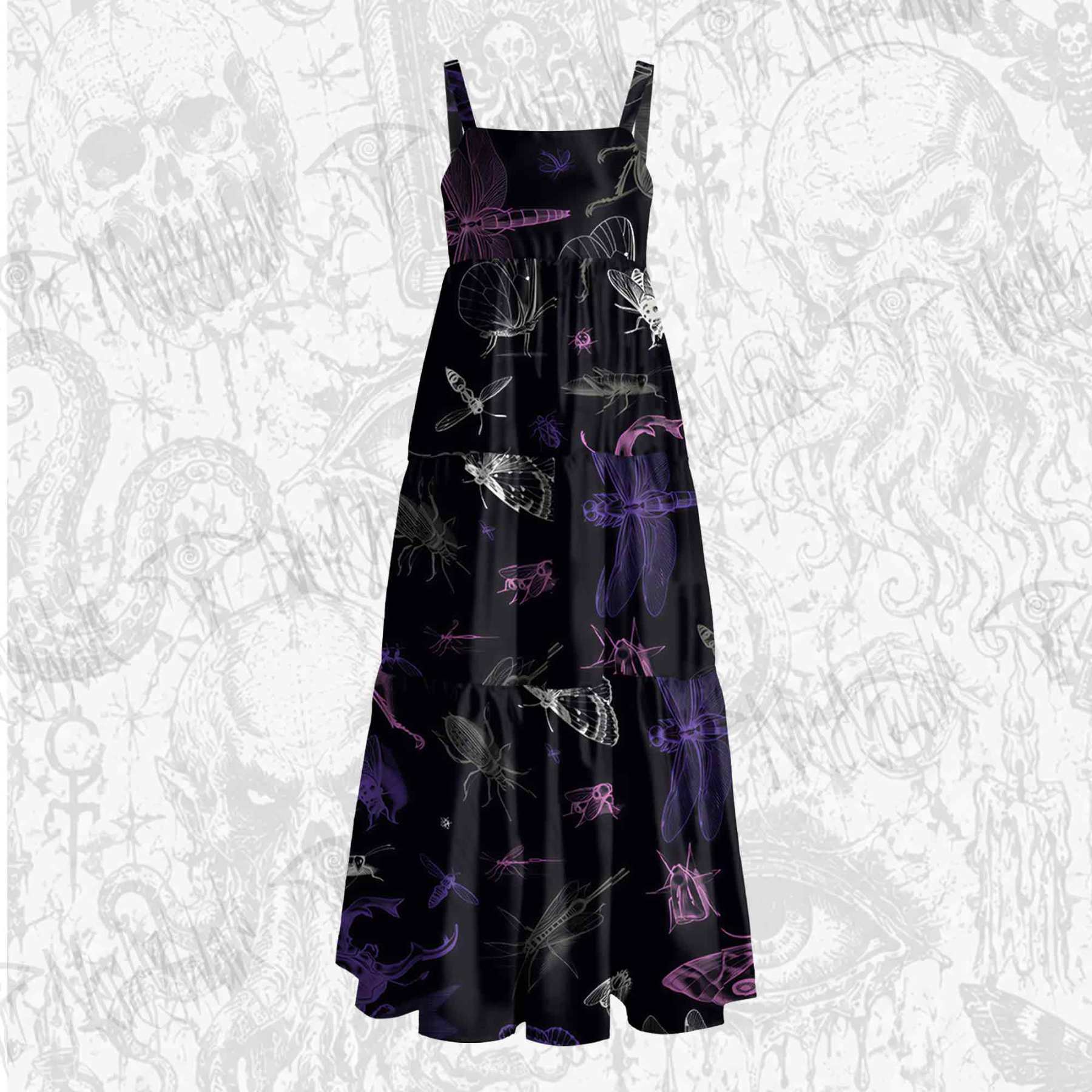 Bugs Wide Straps Maxi Dress