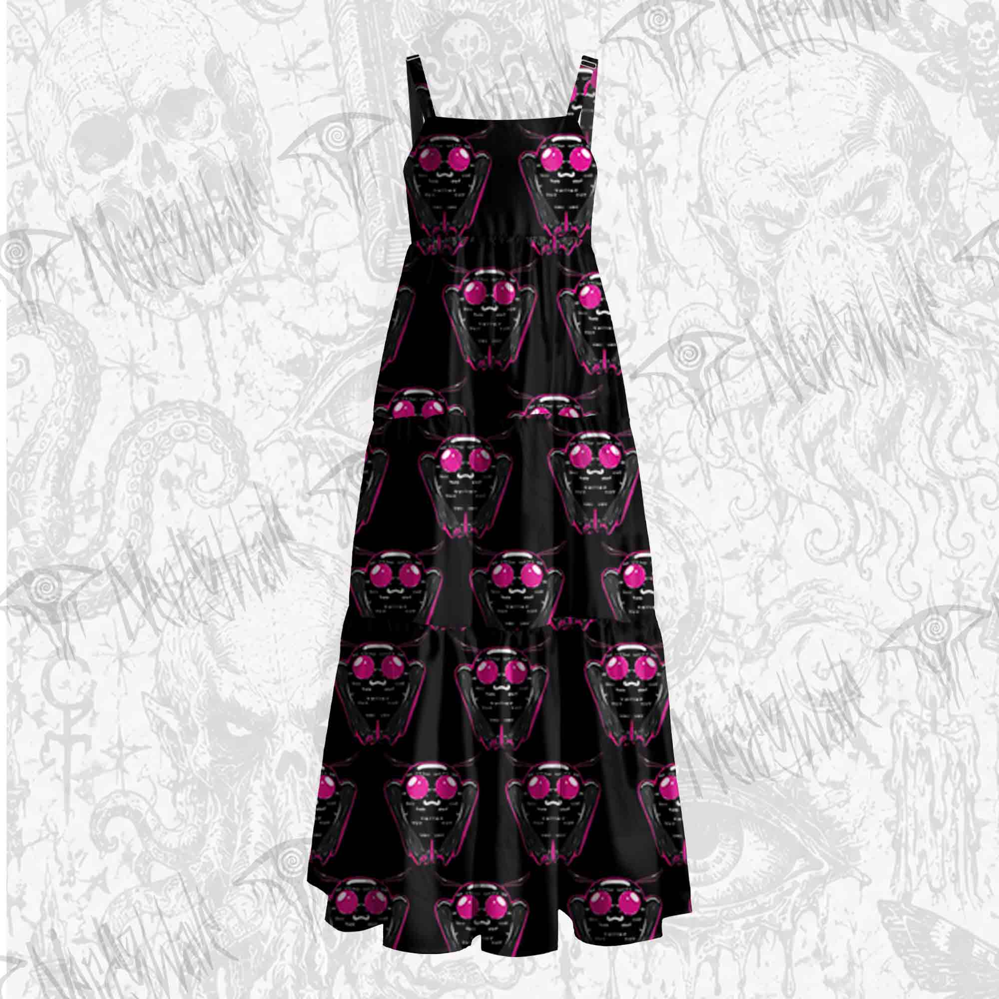 Neon Mothman Wide Straps Maxi Dress