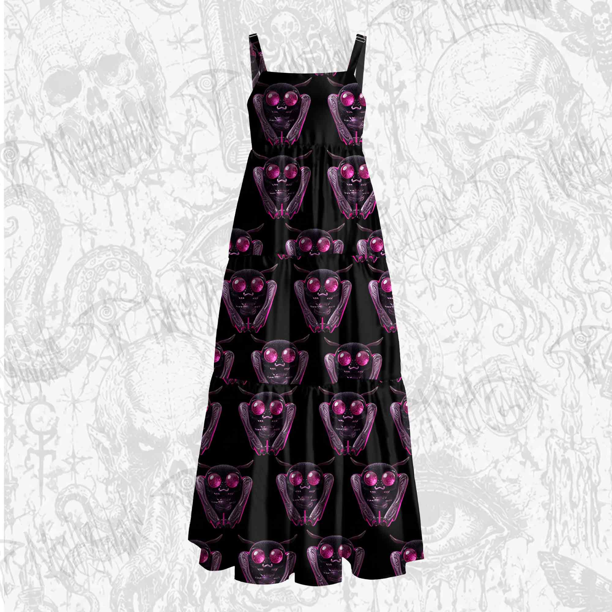 Neon Mothman Wide Straps Maxi Dress