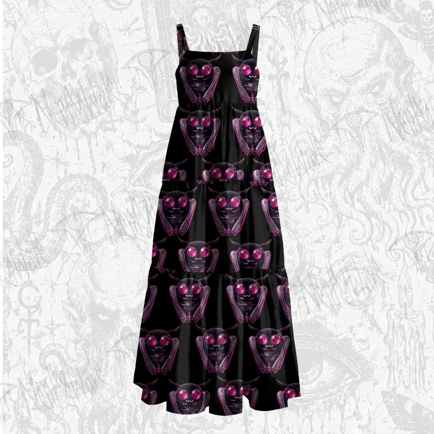 Neon Mothman Wide Straps Maxi Dress