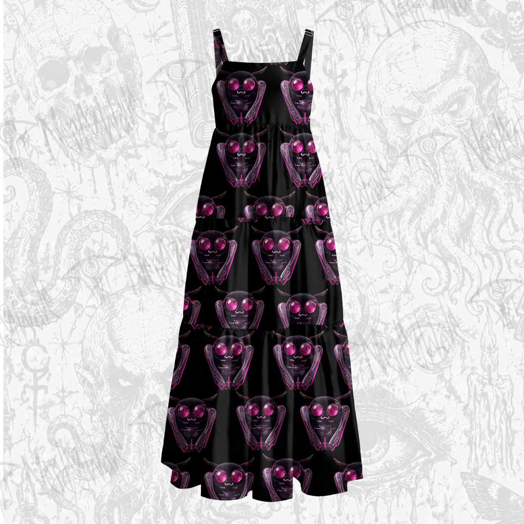 Neon Mothman Wide Straps Maxi Dress
