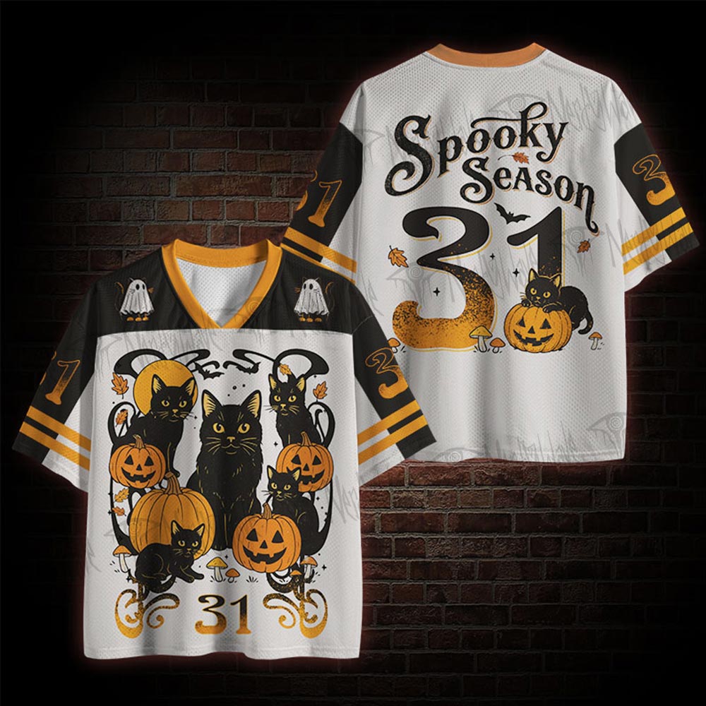 Black Cat Pumpkin Mesh Jersey
