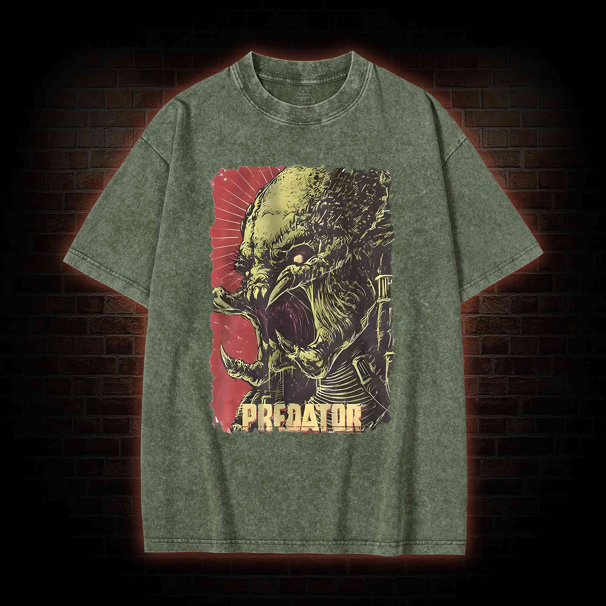 Alien Vs Alien Hunter Vintage Movie Washed T-shirt