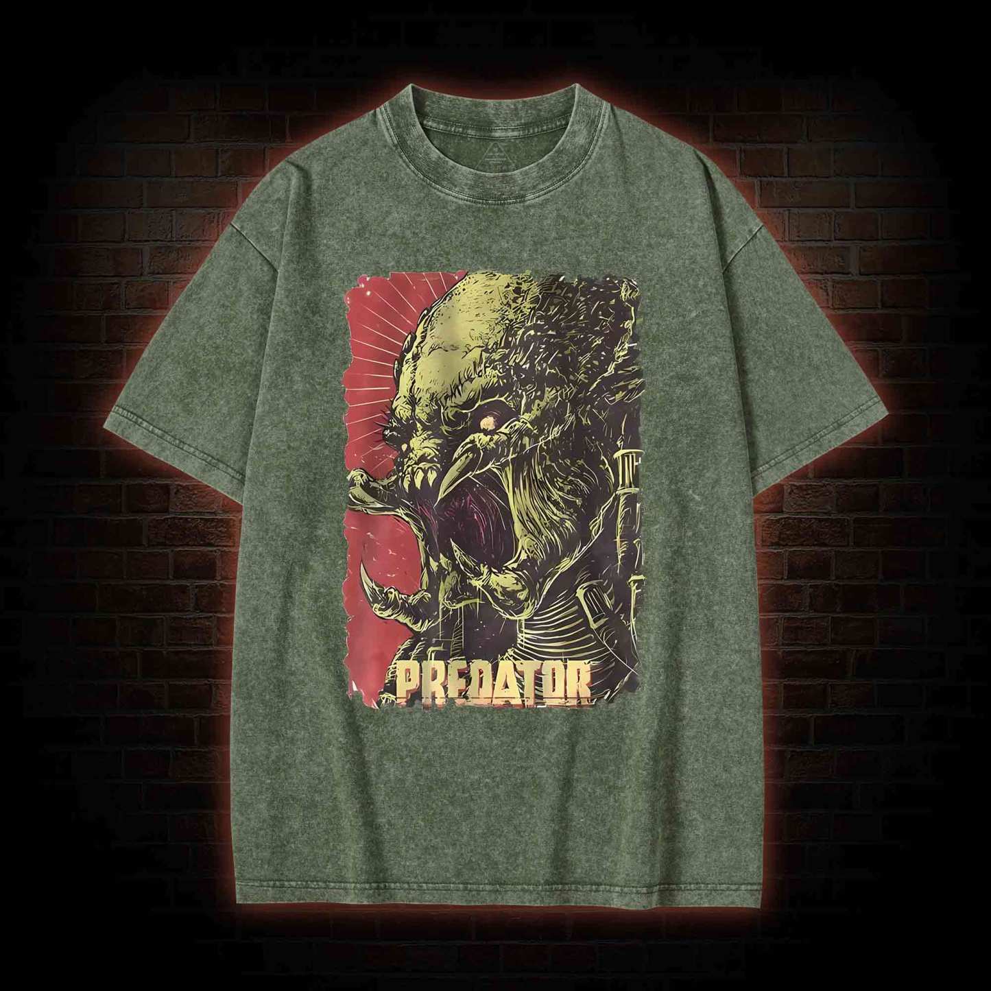 Alien Vs Alien Hunter Vintage Movie Washed T-shirt