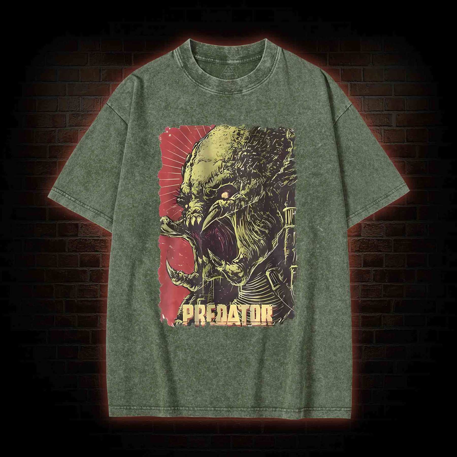 Alien Vs Alien Hunter Vintage Movie Washed T-shirt