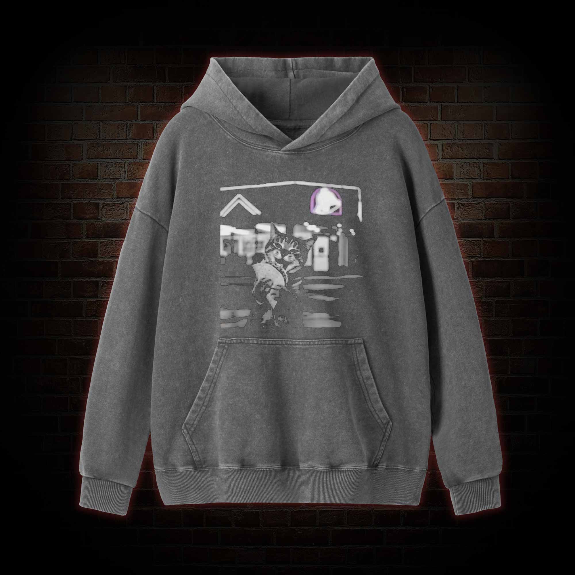 Funny Cat Eating Taco Washed Hoodie