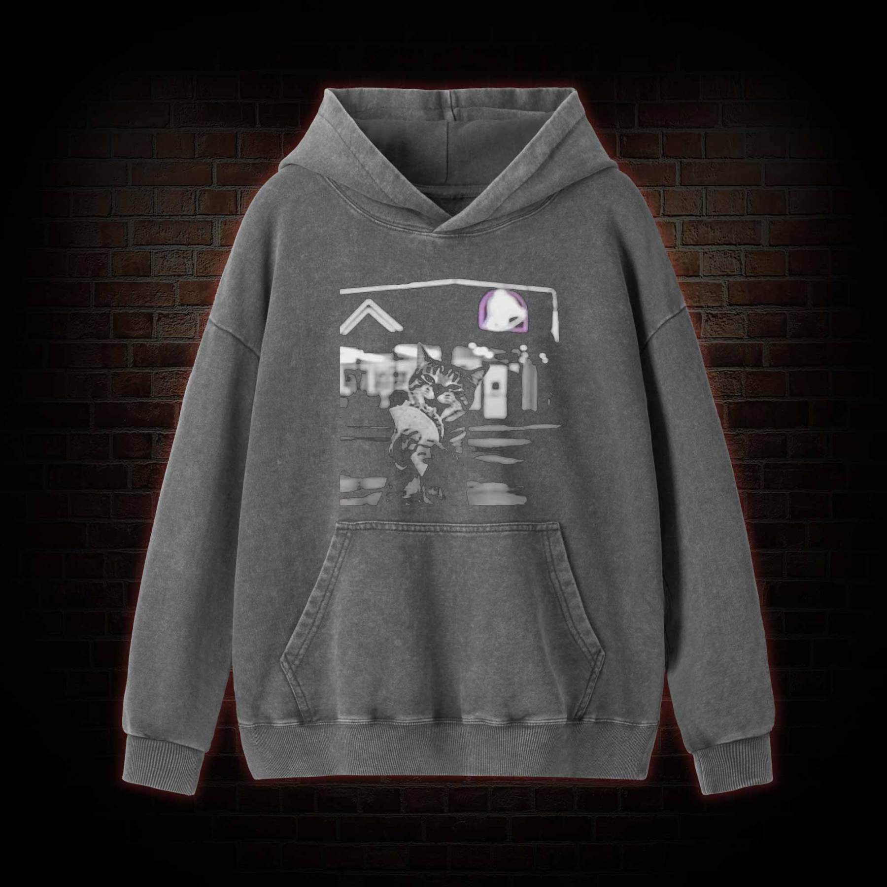 Funny Cat Eating Taco Washed Hoodie