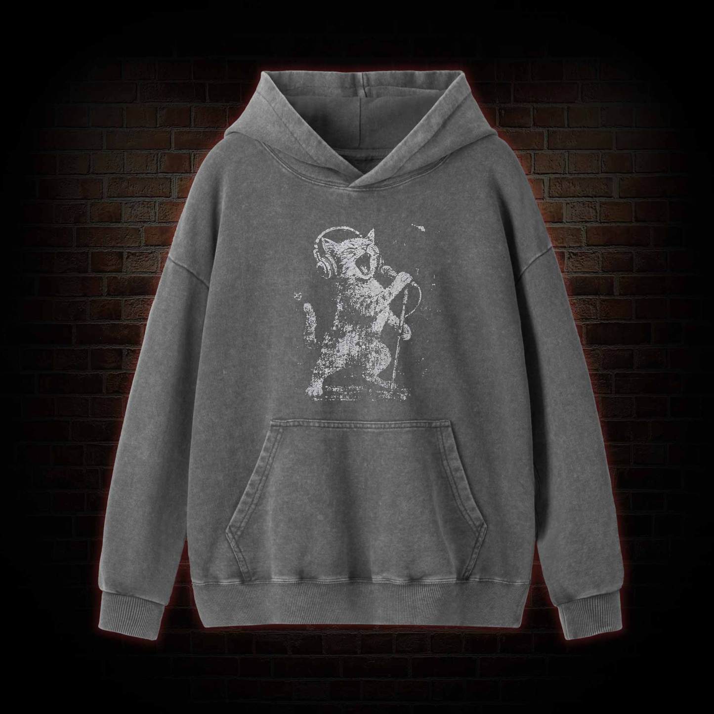 Rockstar Cat Washed Hoodie