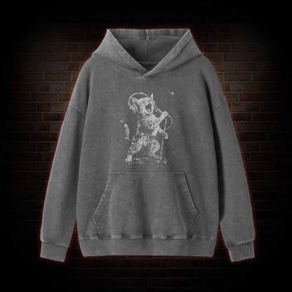 Rockstar Cat Washed Hoodie