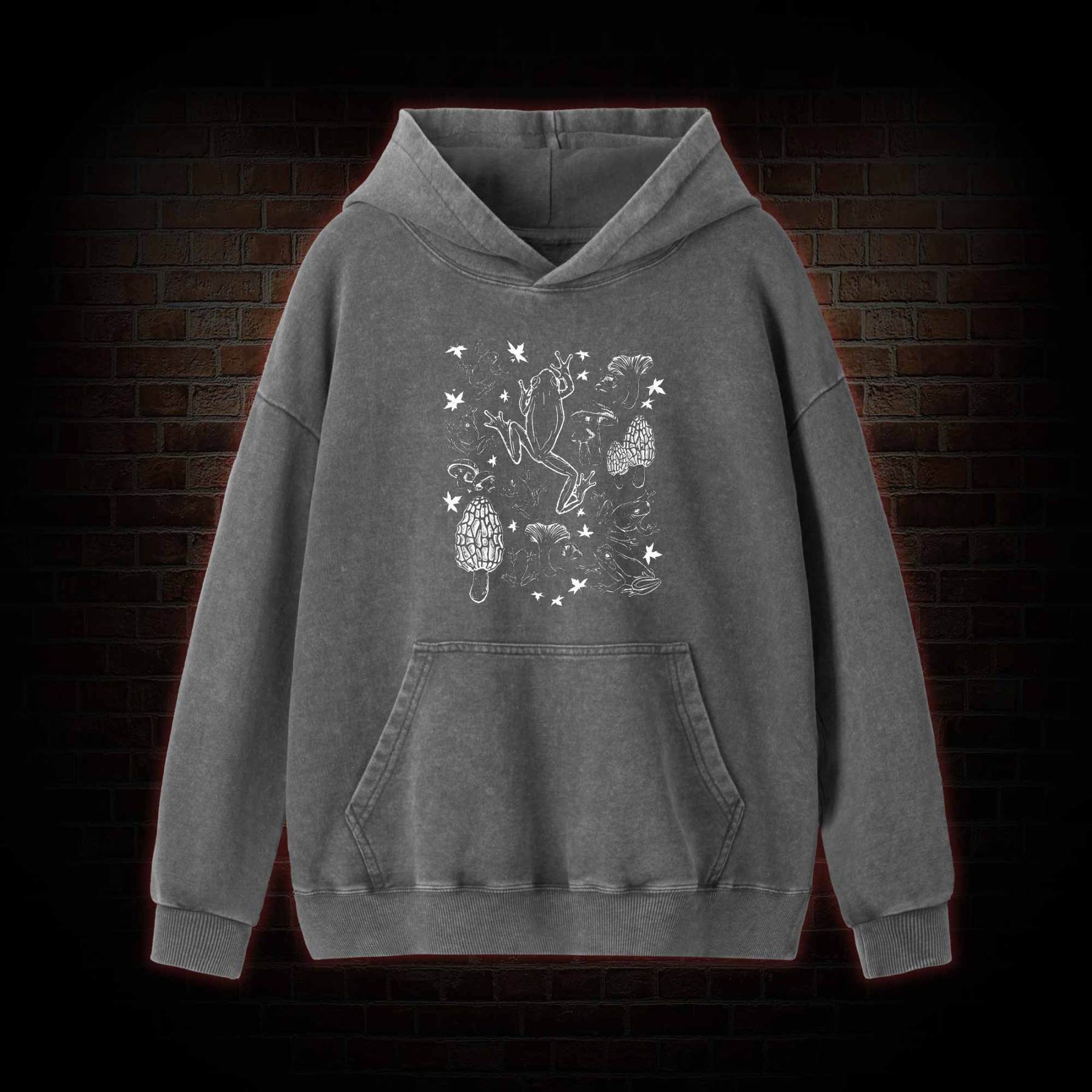 Frogs and Mushrooms Vintage Washed Hoodie