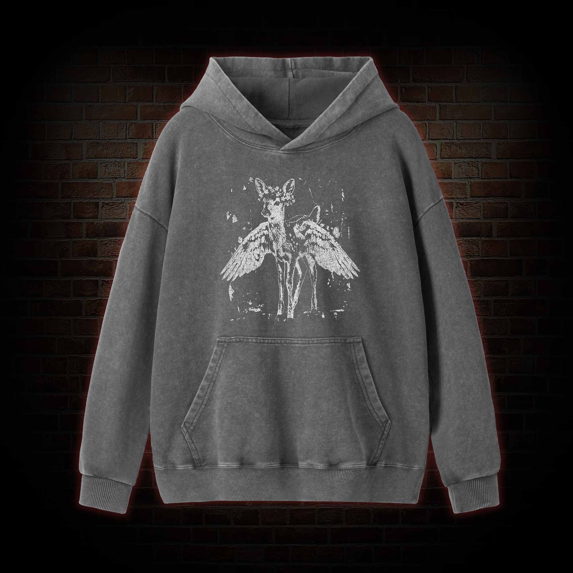 Winged Fawn Washed Hoodie