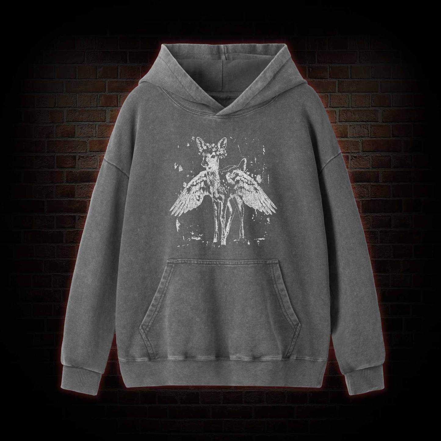 Winged Fawn Washed Hoodie