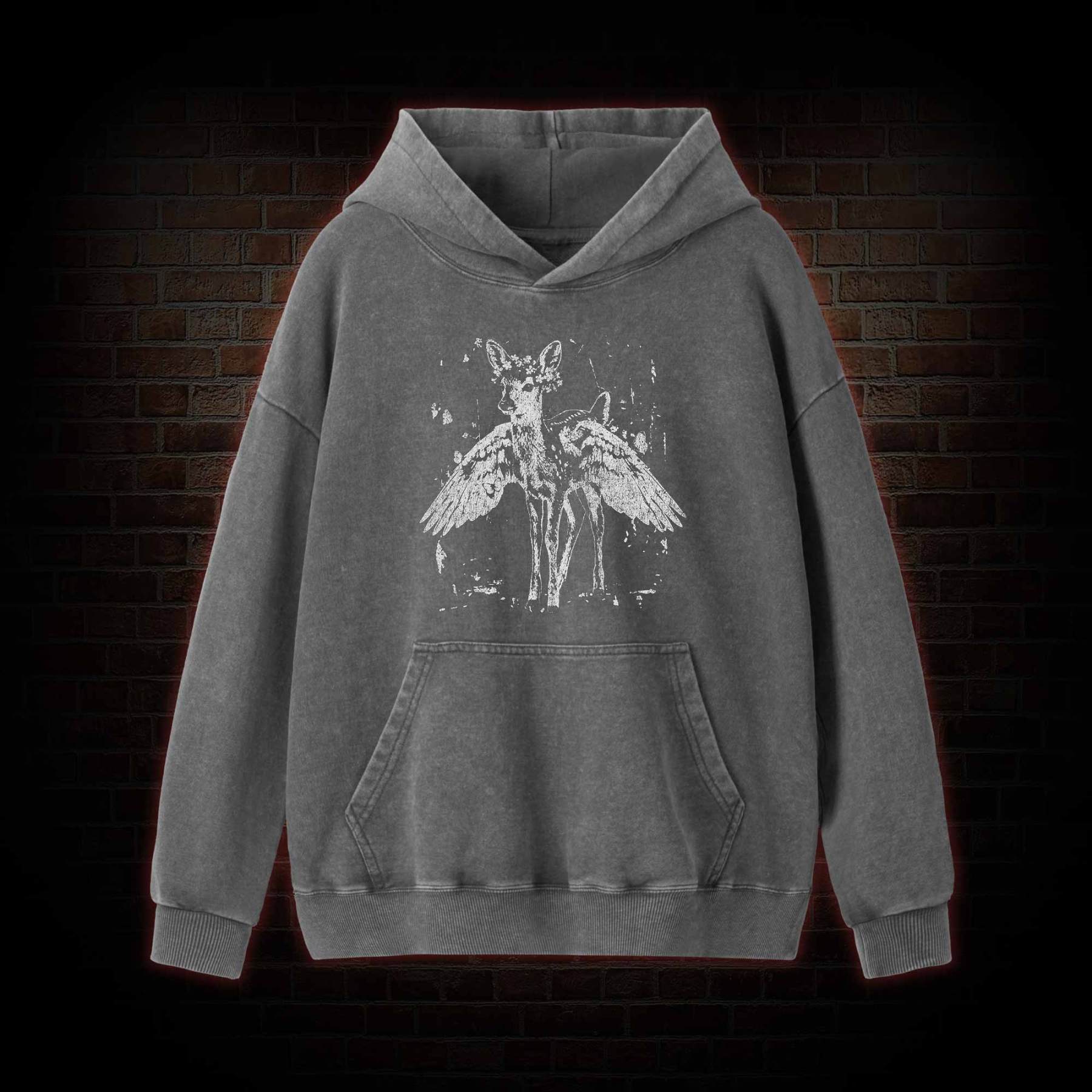 Winged Fawn Washed Hoodie
