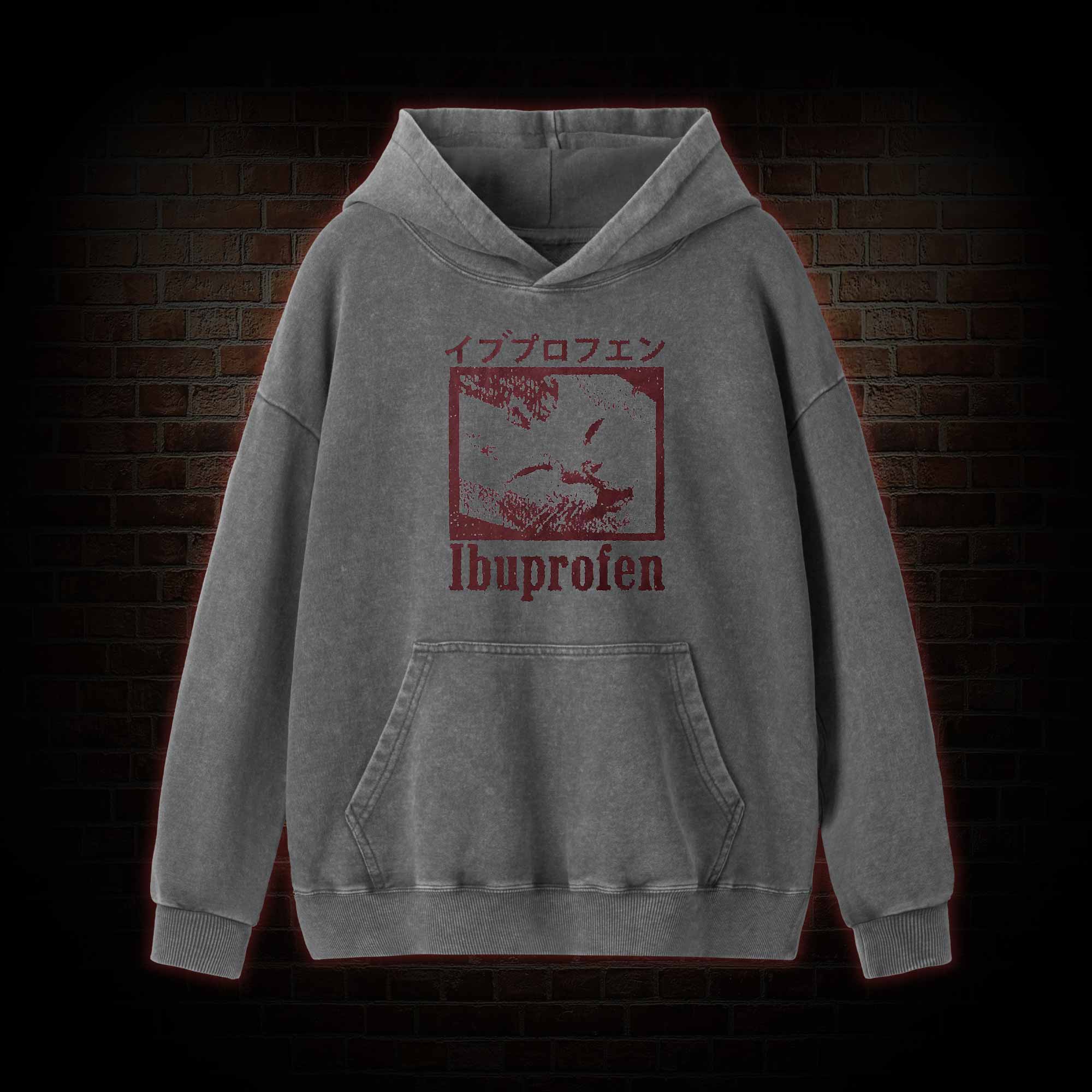 Ibuprofen Cat Meme Washed Hoodie