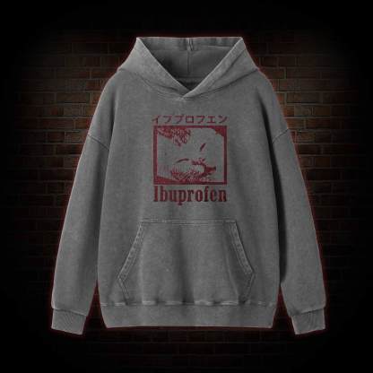 Ibuprofen Cat Meme Washed Hoodie
