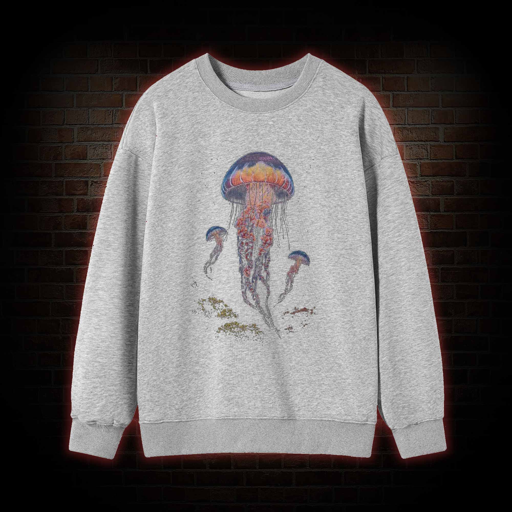 Vintage Jellyfish Dark Ocean Grunge Sweatshirt
