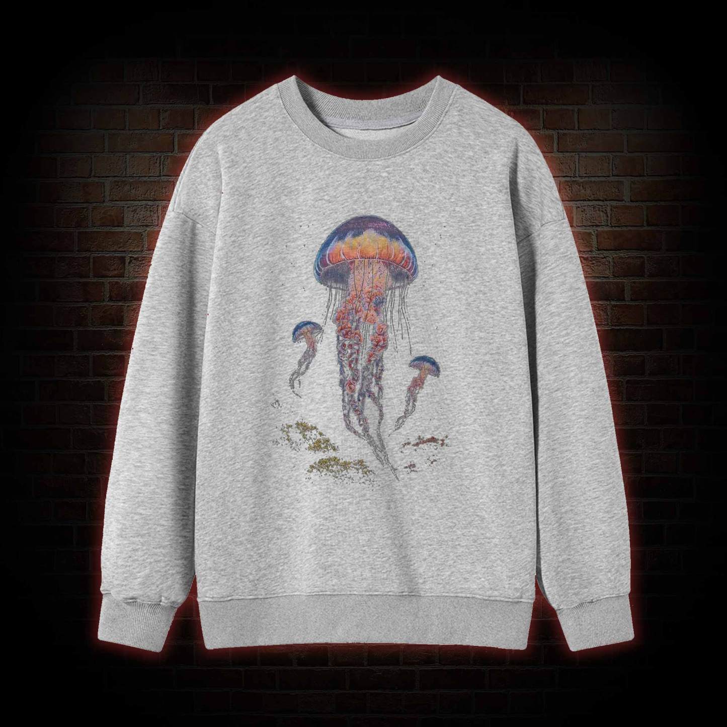 Vintage Jellyfish Dark Ocean Grunge Sweatshirt