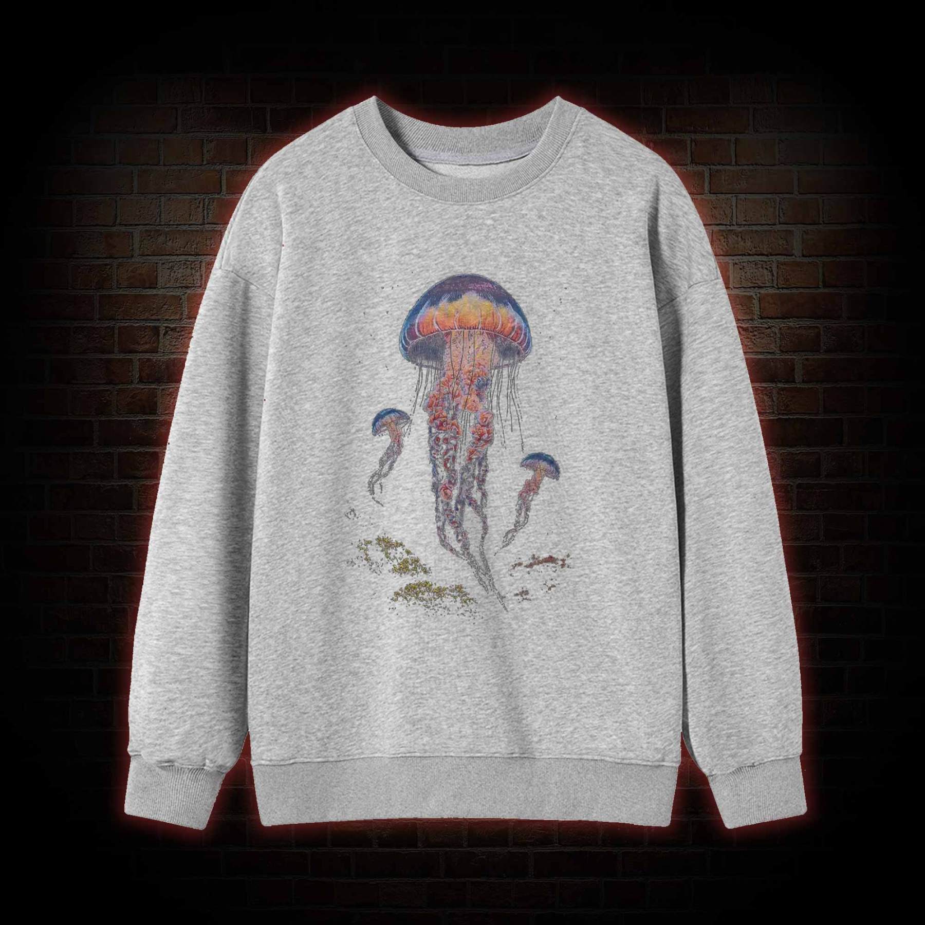 Vintage Jellyfish Dark Ocean Grunge Sweatshirt