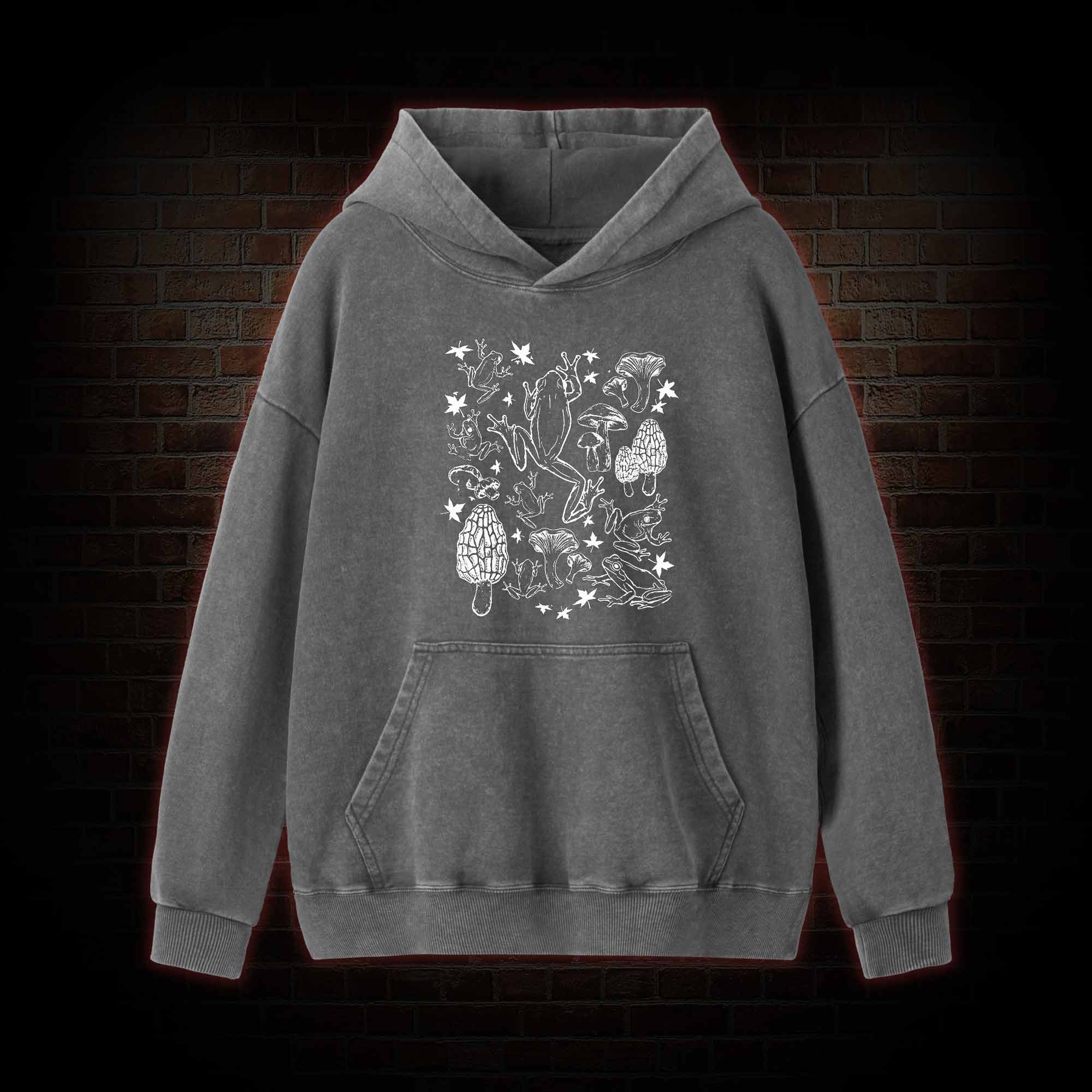 Frogs and Mushrooms Washed Hoodie