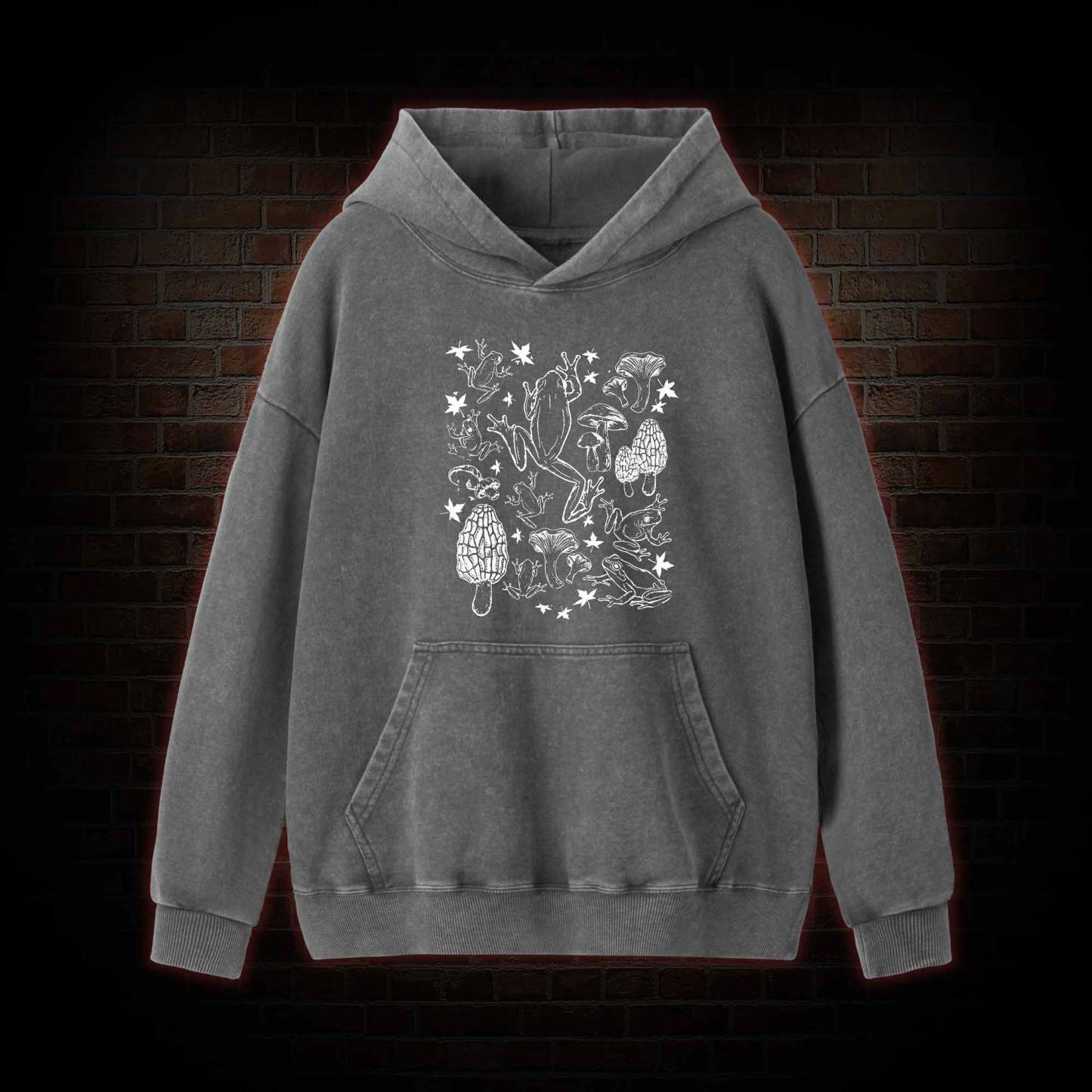 Frogs and Mushrooms Washed Hoodie