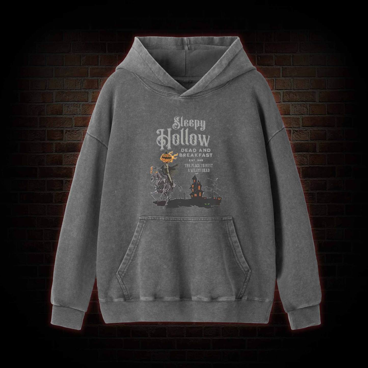 Vintage Halloween Scary Washed Hoodie