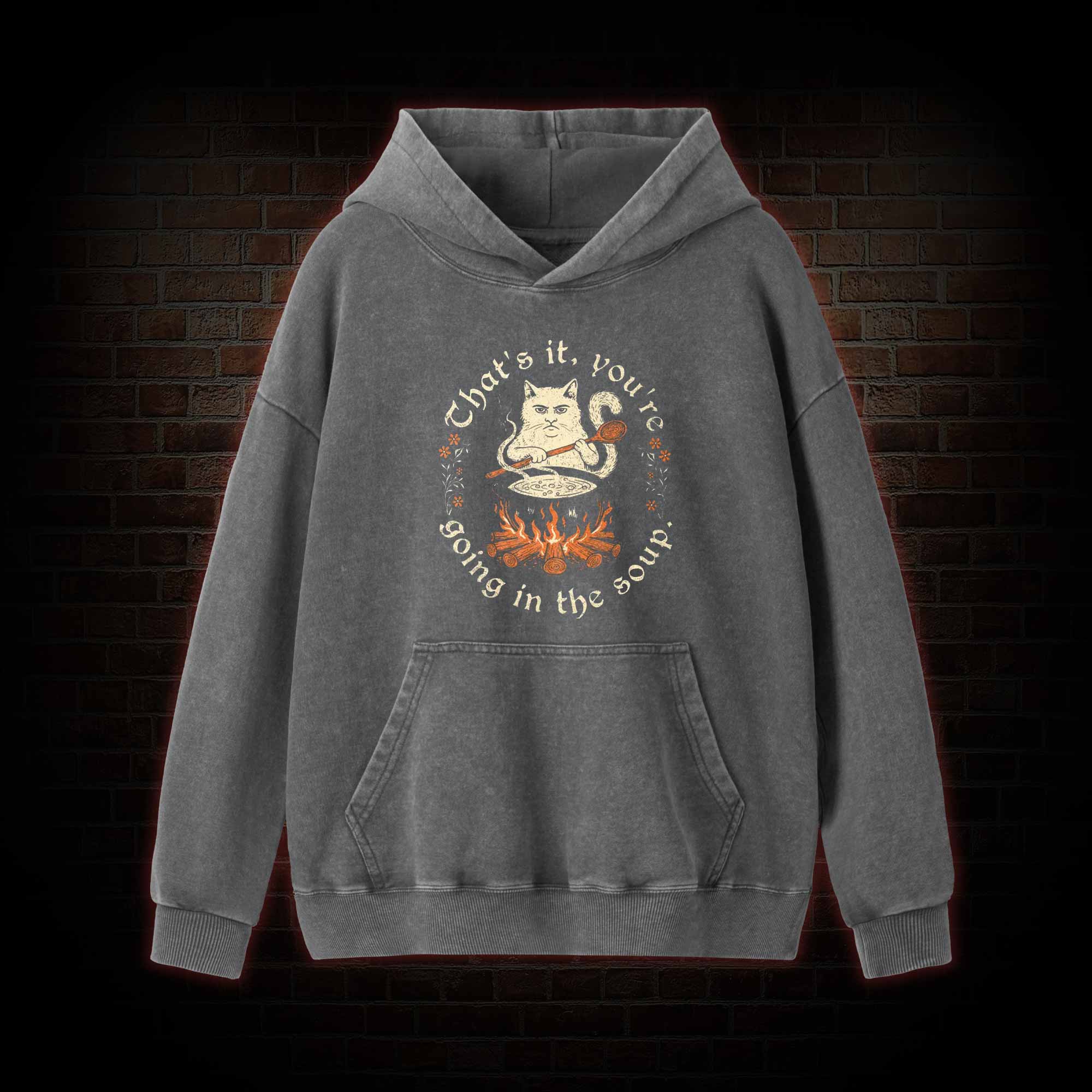 Weird Medieval Cat Washed Hoodie