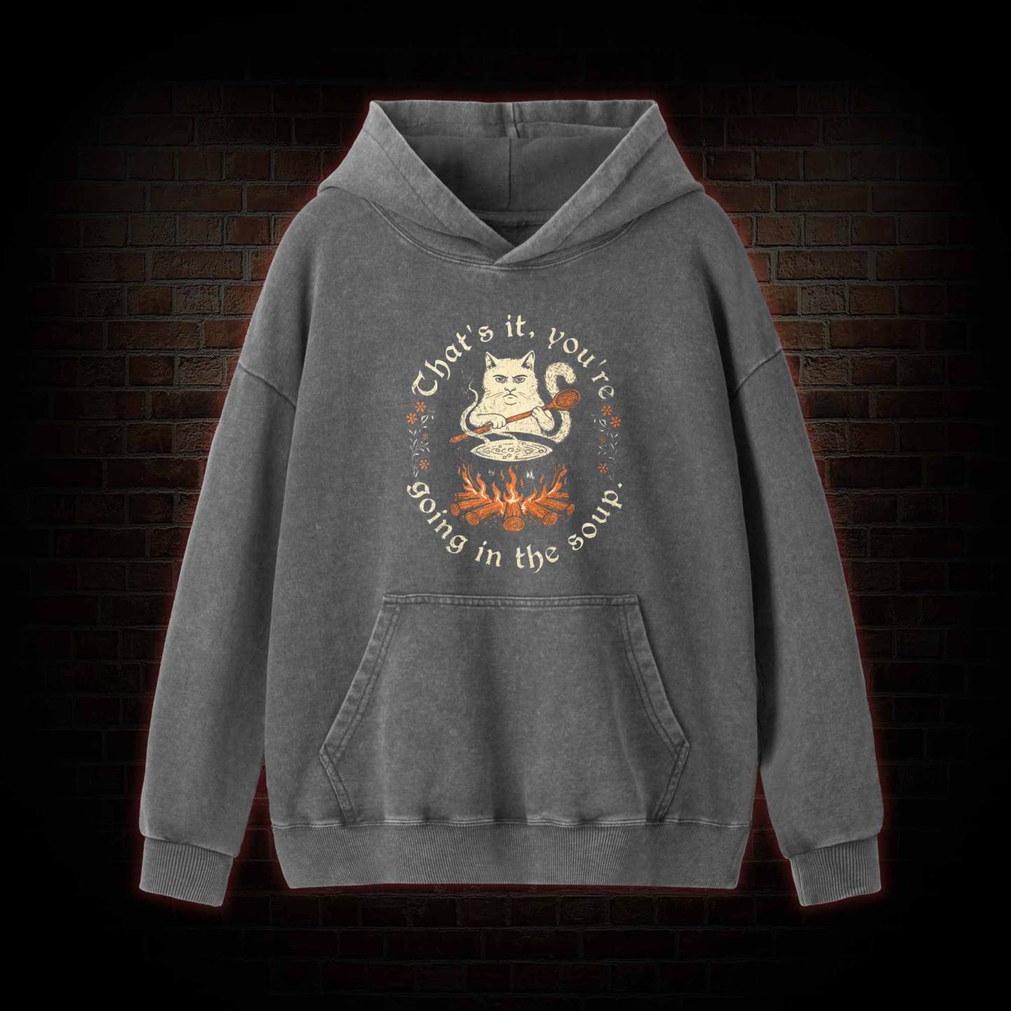 Weird Medieval Cat Washed Hoodie