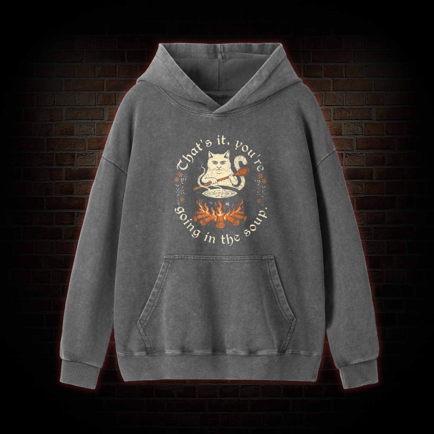 Weird Medieval Cat Washed Hoodie