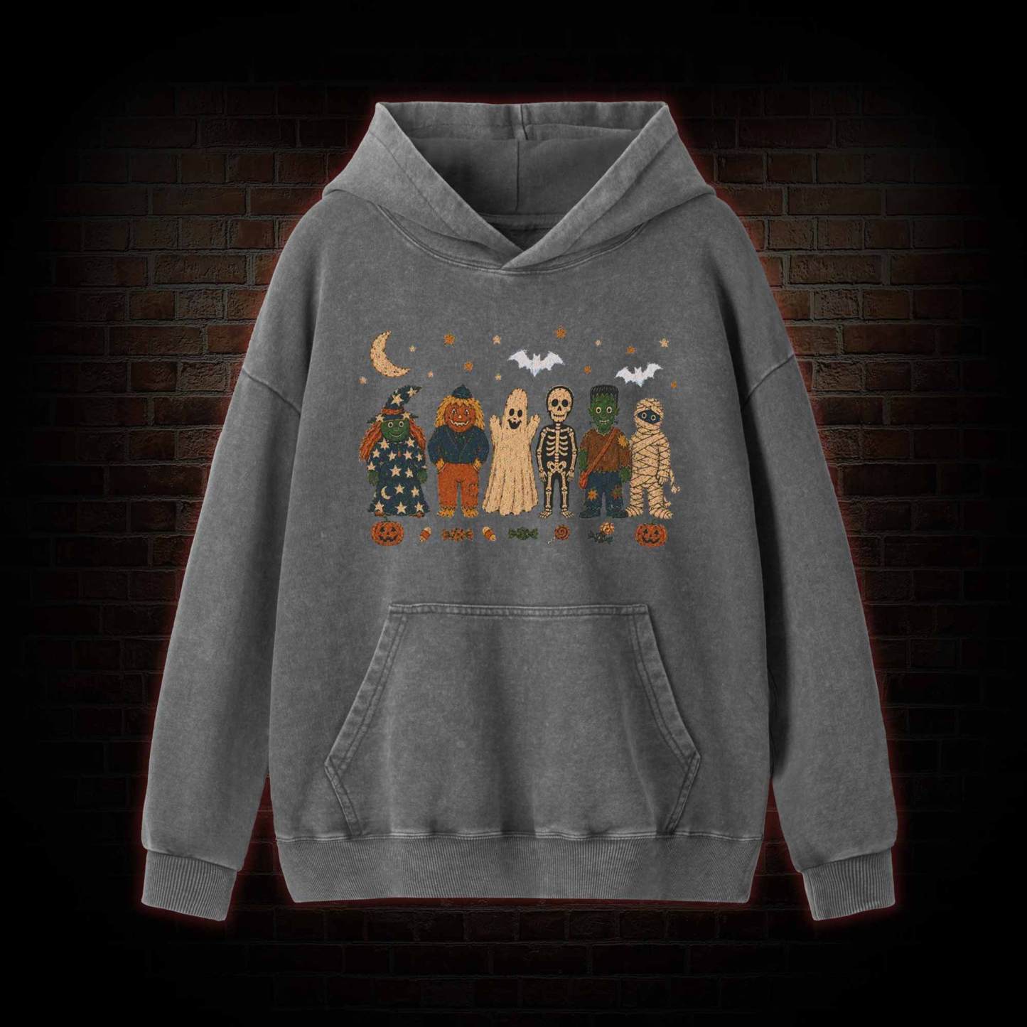 Halloween Monsters Washed Hoodie