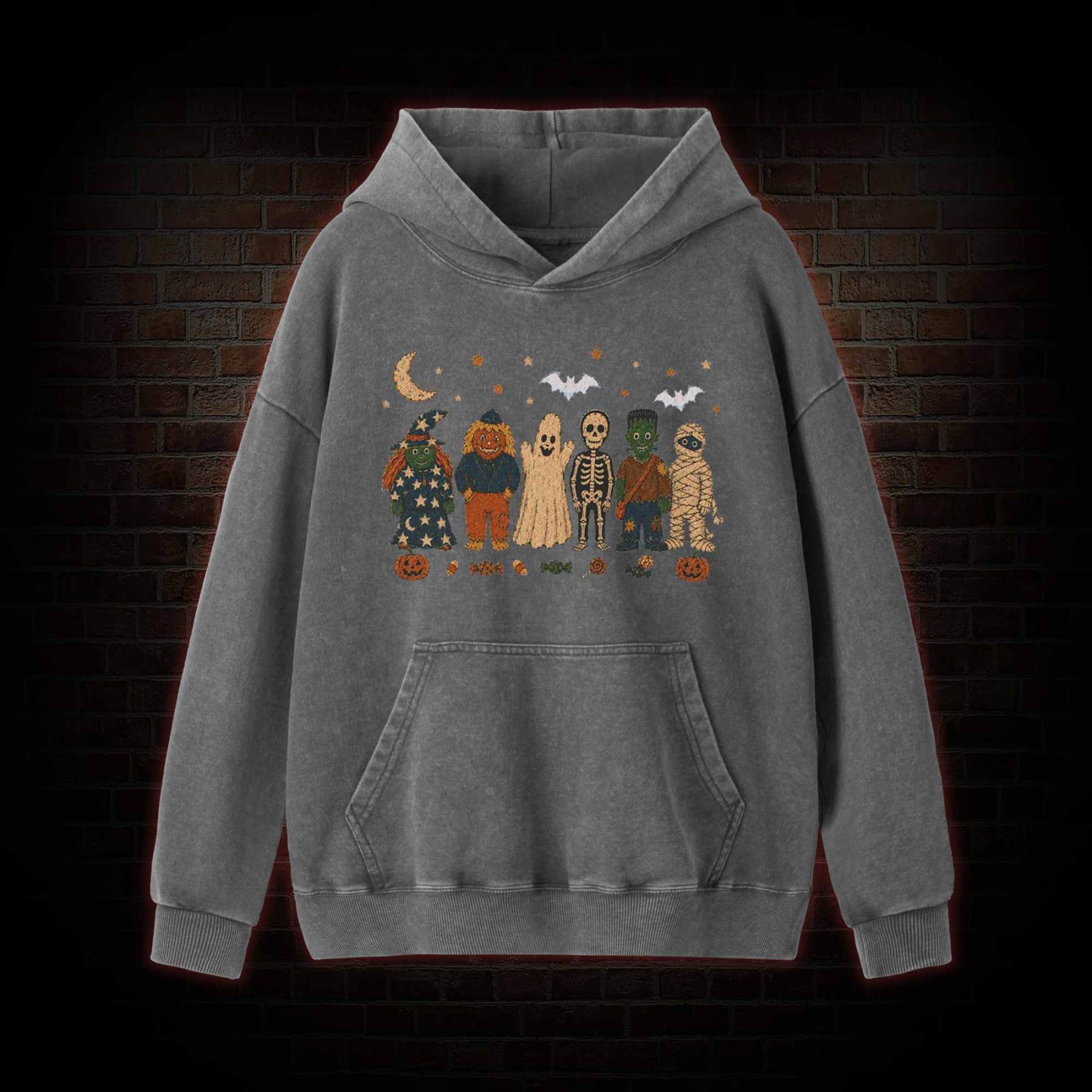 Halloween Monsters Washed Hoodie