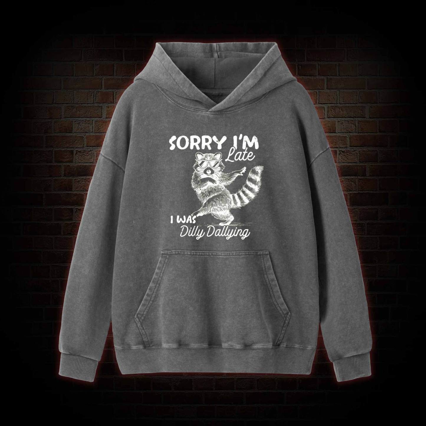 Sorry I'm Late Washed Hoodie