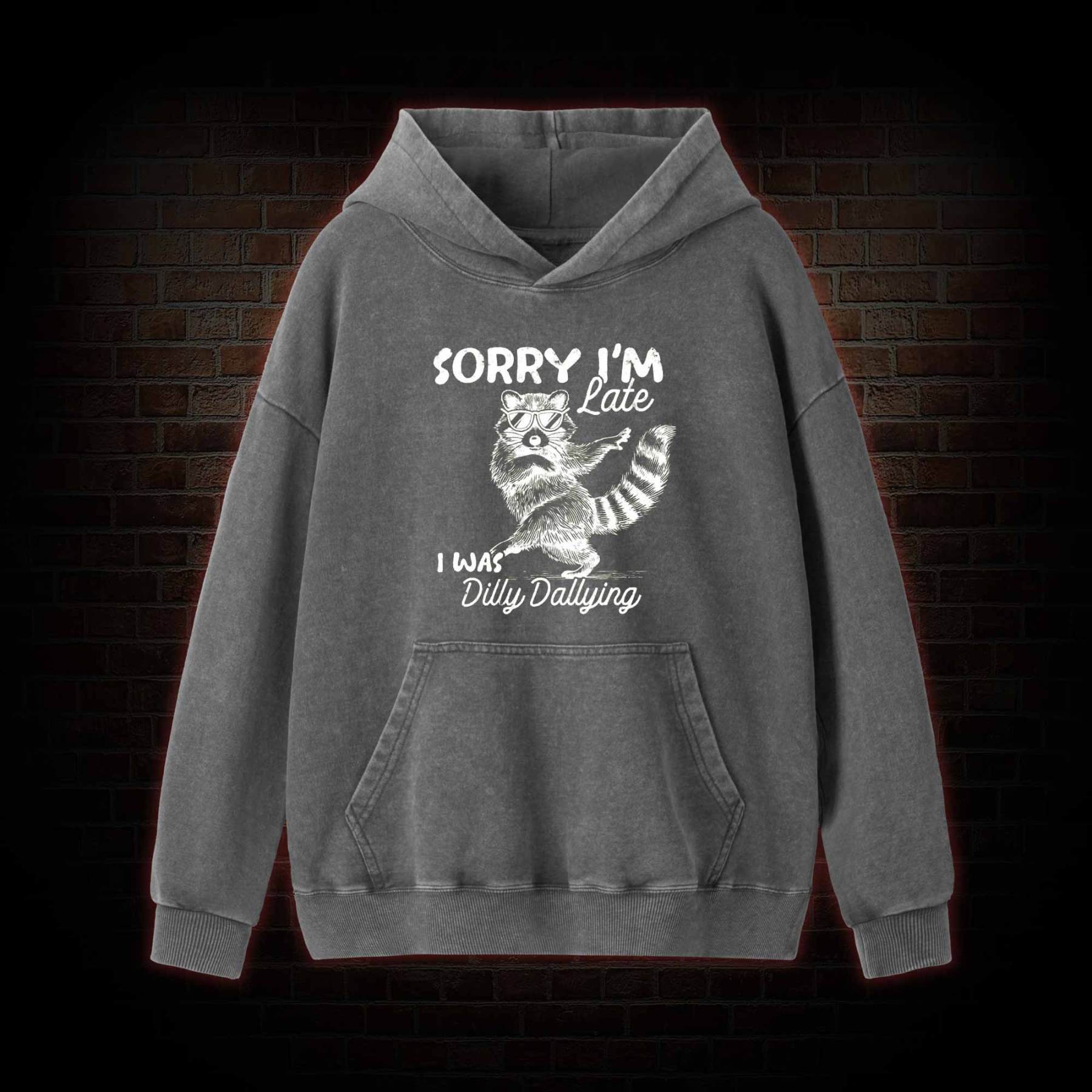 Sorry I'm Late Washed Hoodie
