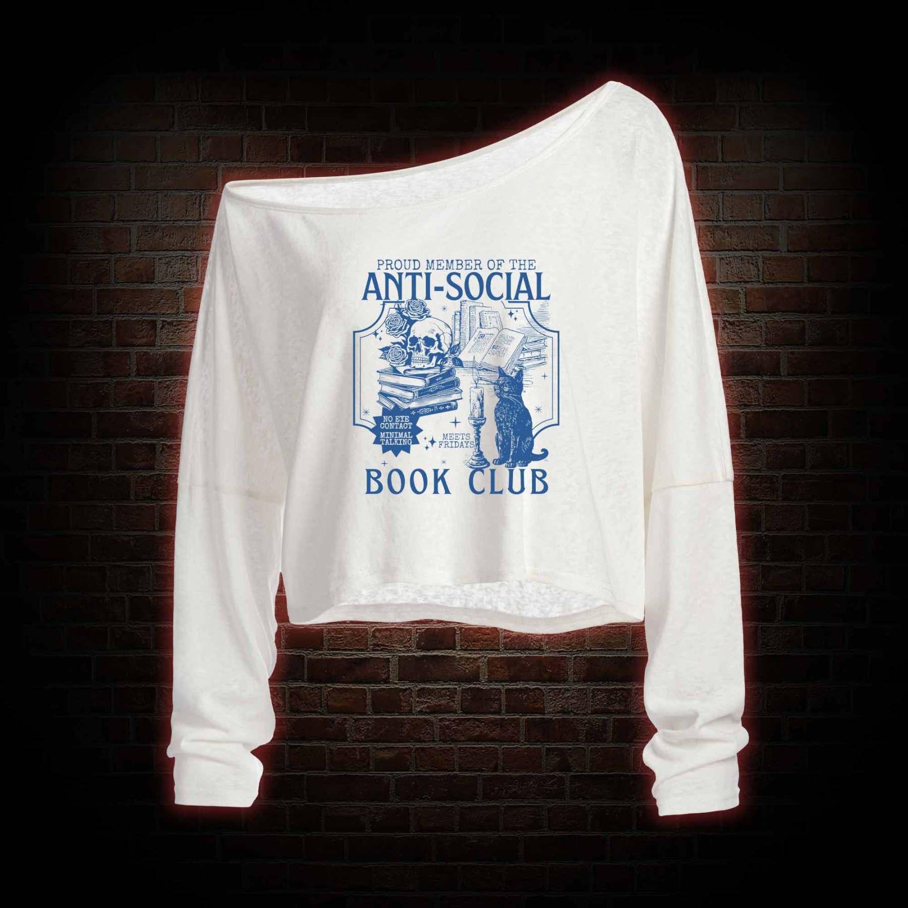 Anti-Social Book Club Off Shoulder Long Sleeve Top