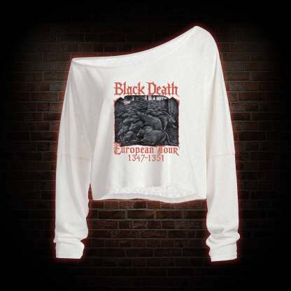 Vintage Black Death European Tour Off Shoulder Long Sleeve Top