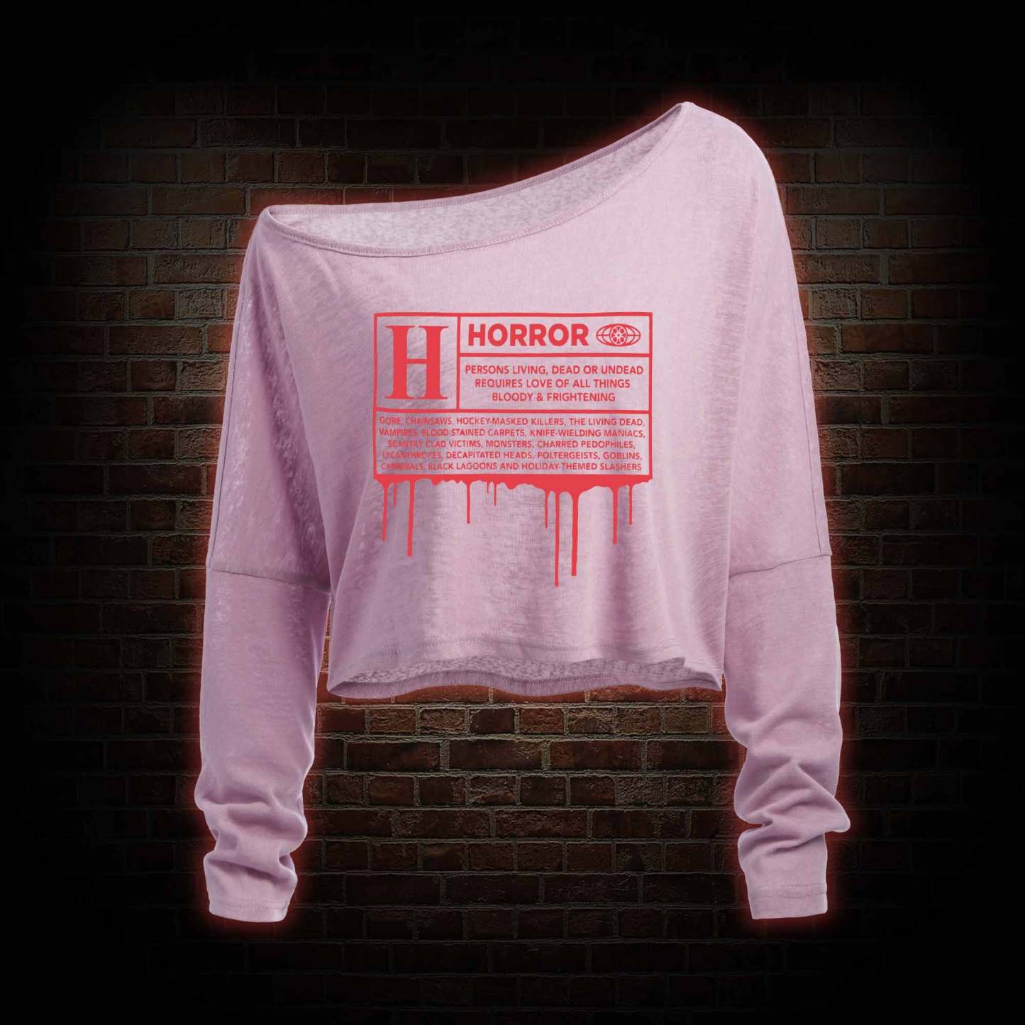 Horror Rating Off Shoulder Long Sleeve Top
