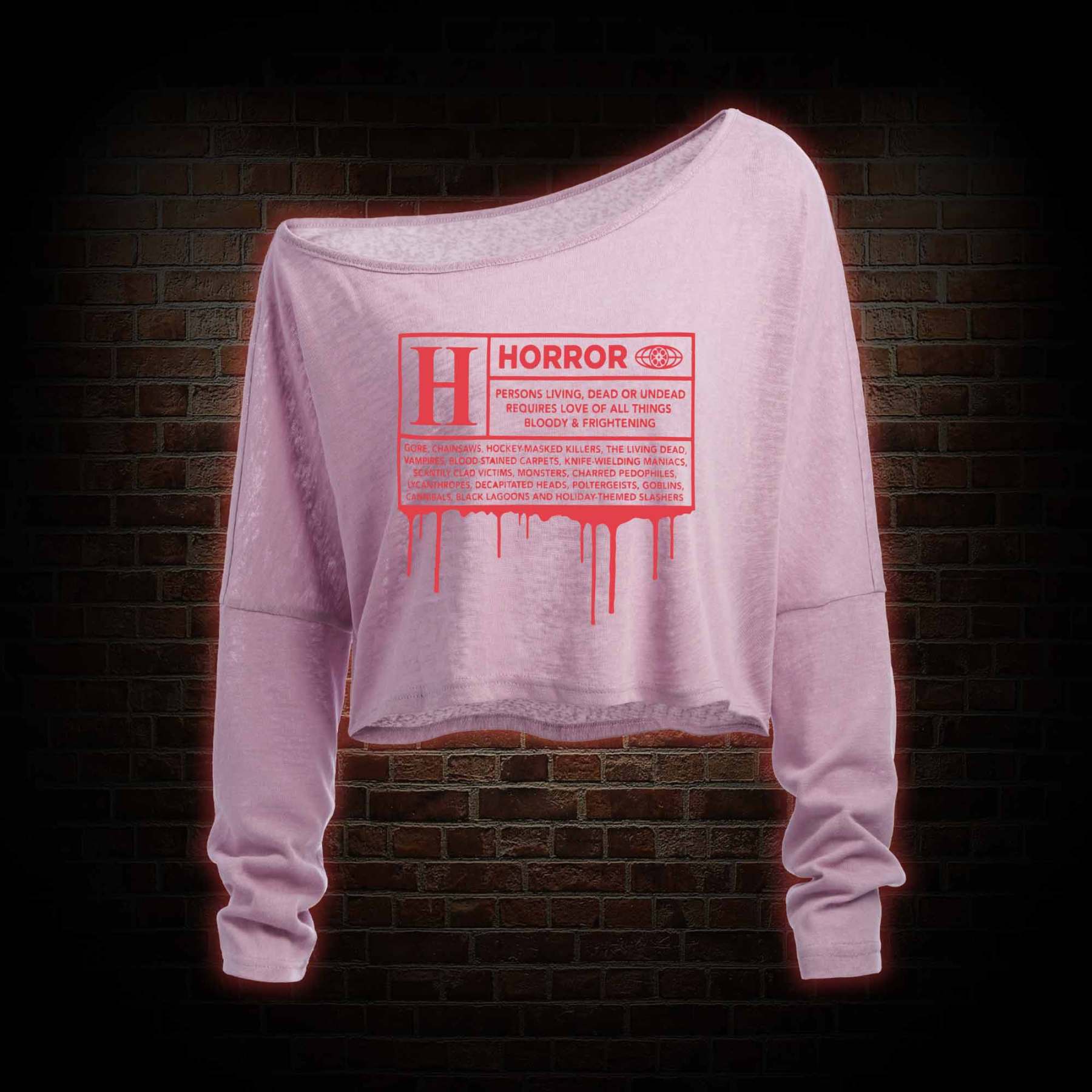 Horror Rating Off Shoulder Long Sleeve Top