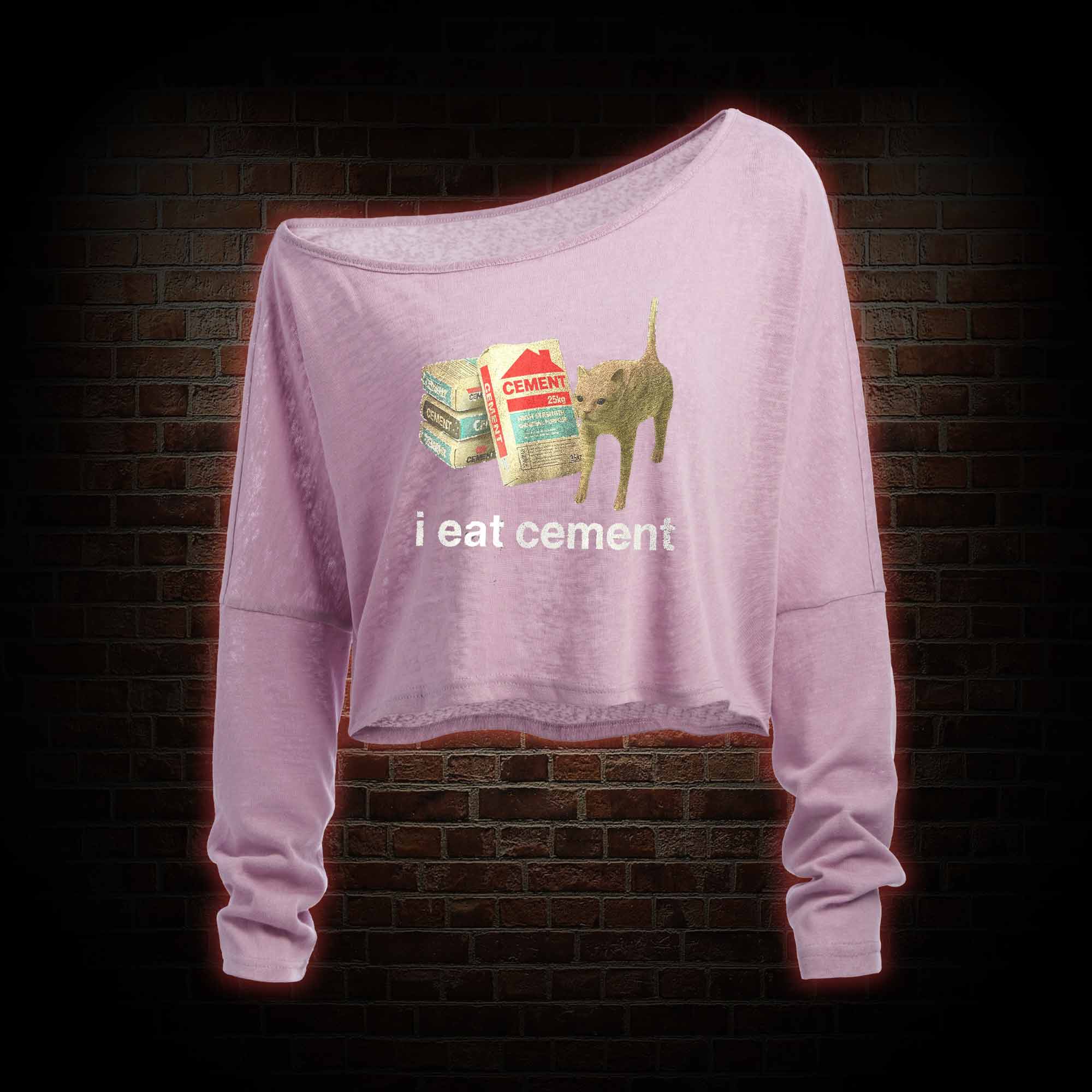 I Eat Cement Off Shoulder Long Sleeve Top