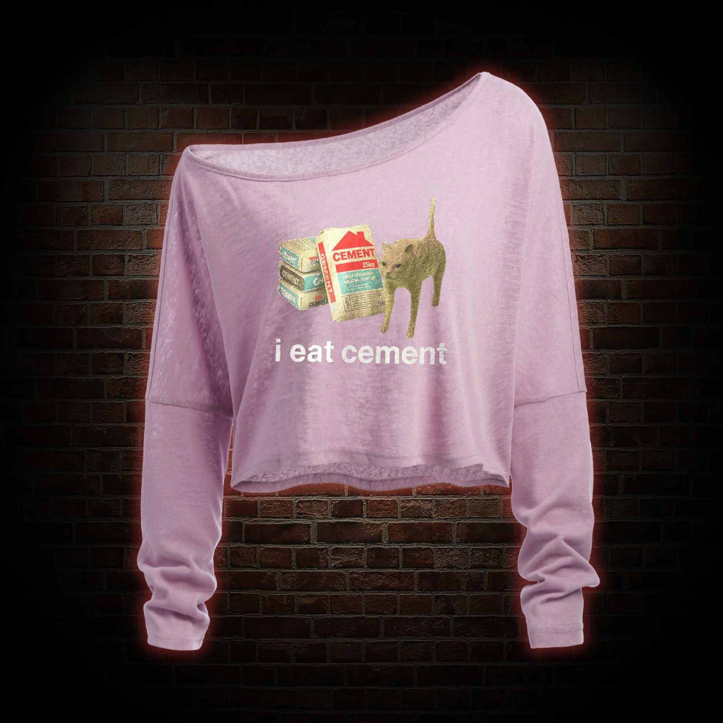 I Eat Cement Off Shoulder Long Sleeve Top