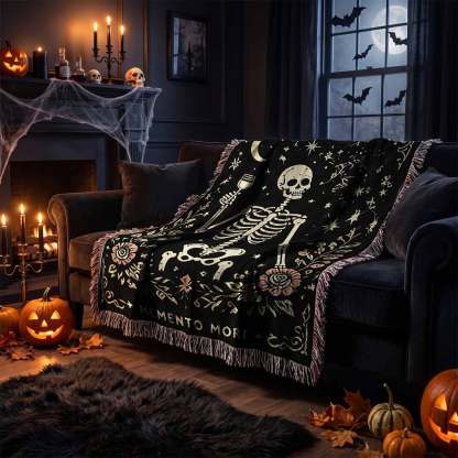 Memento Mori Woven Throw Blanket