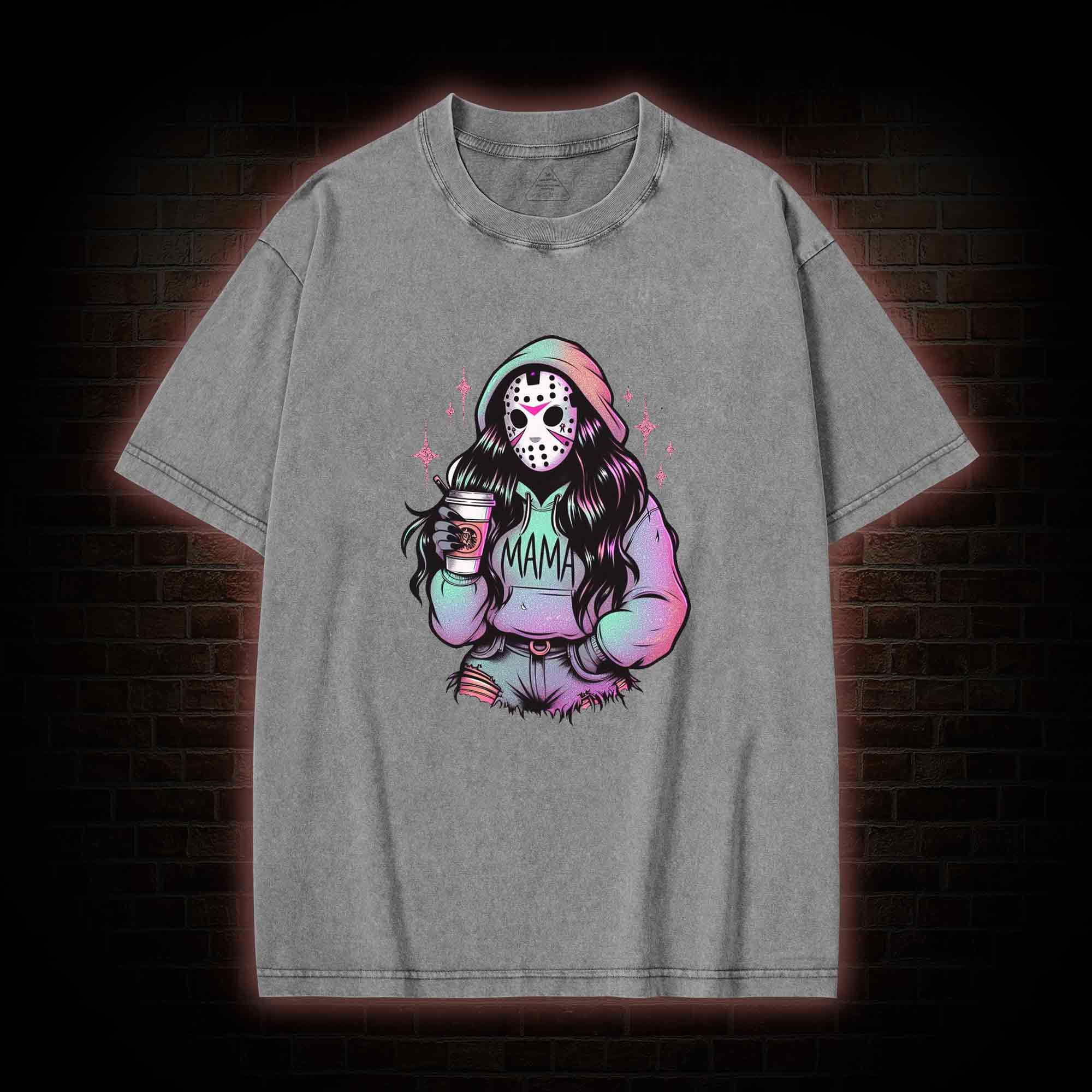Halloween Horror Mama Washed T-shirt