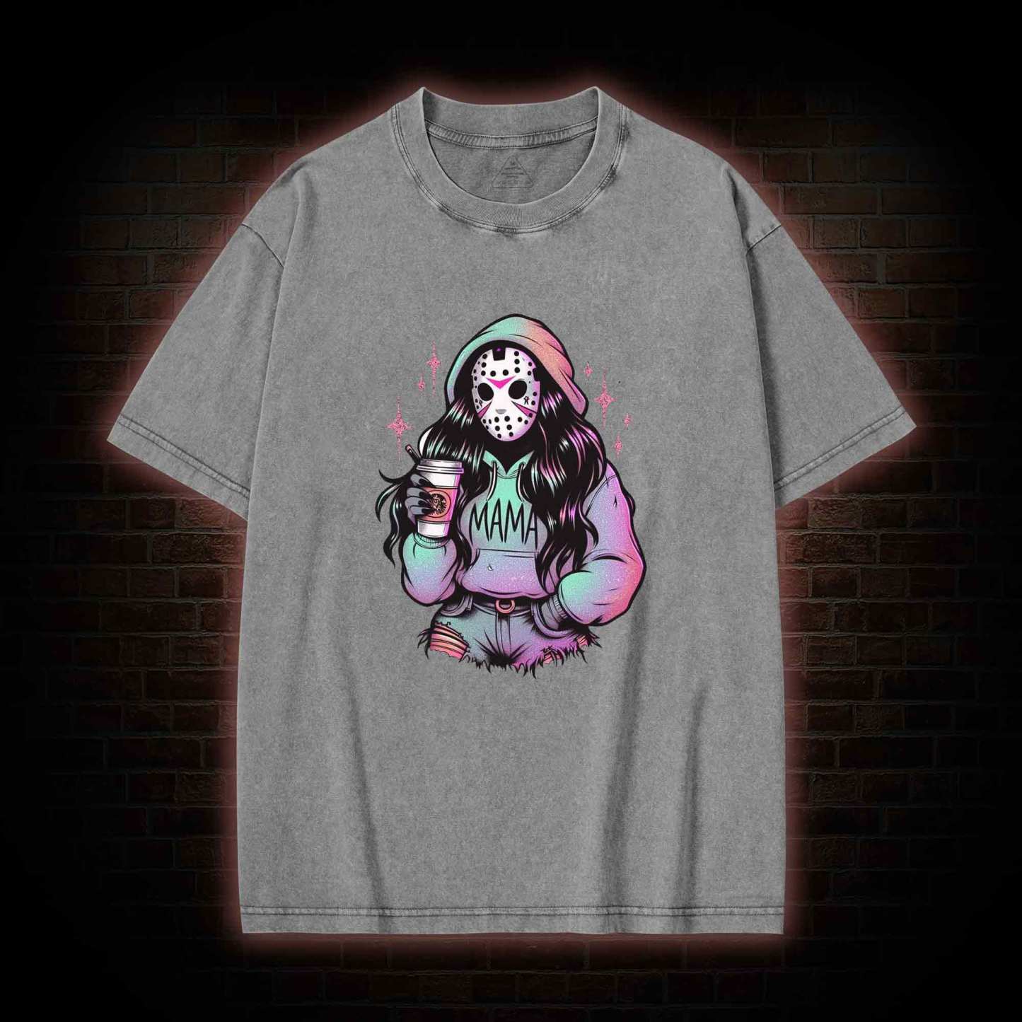 Halloween Horror Mama Washed T-shirt